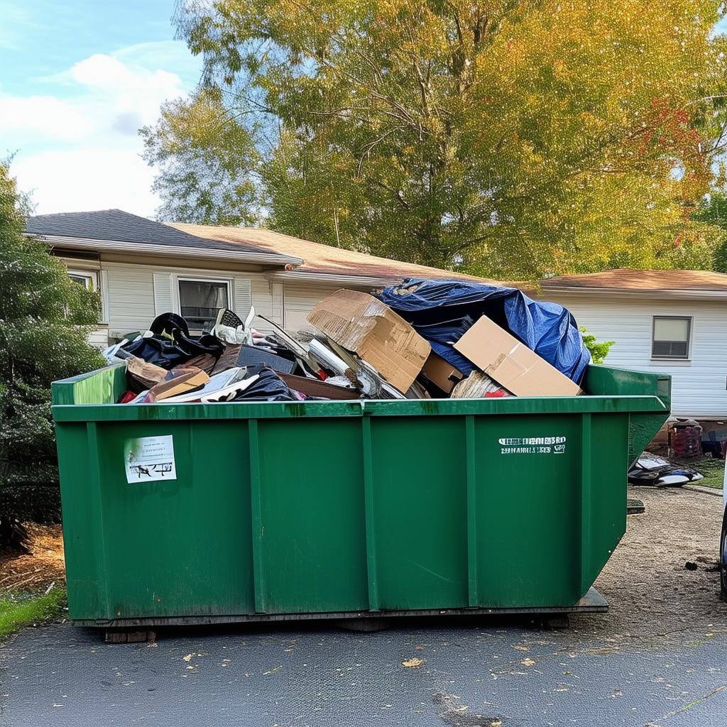 Junk removal from residential home into dumpster